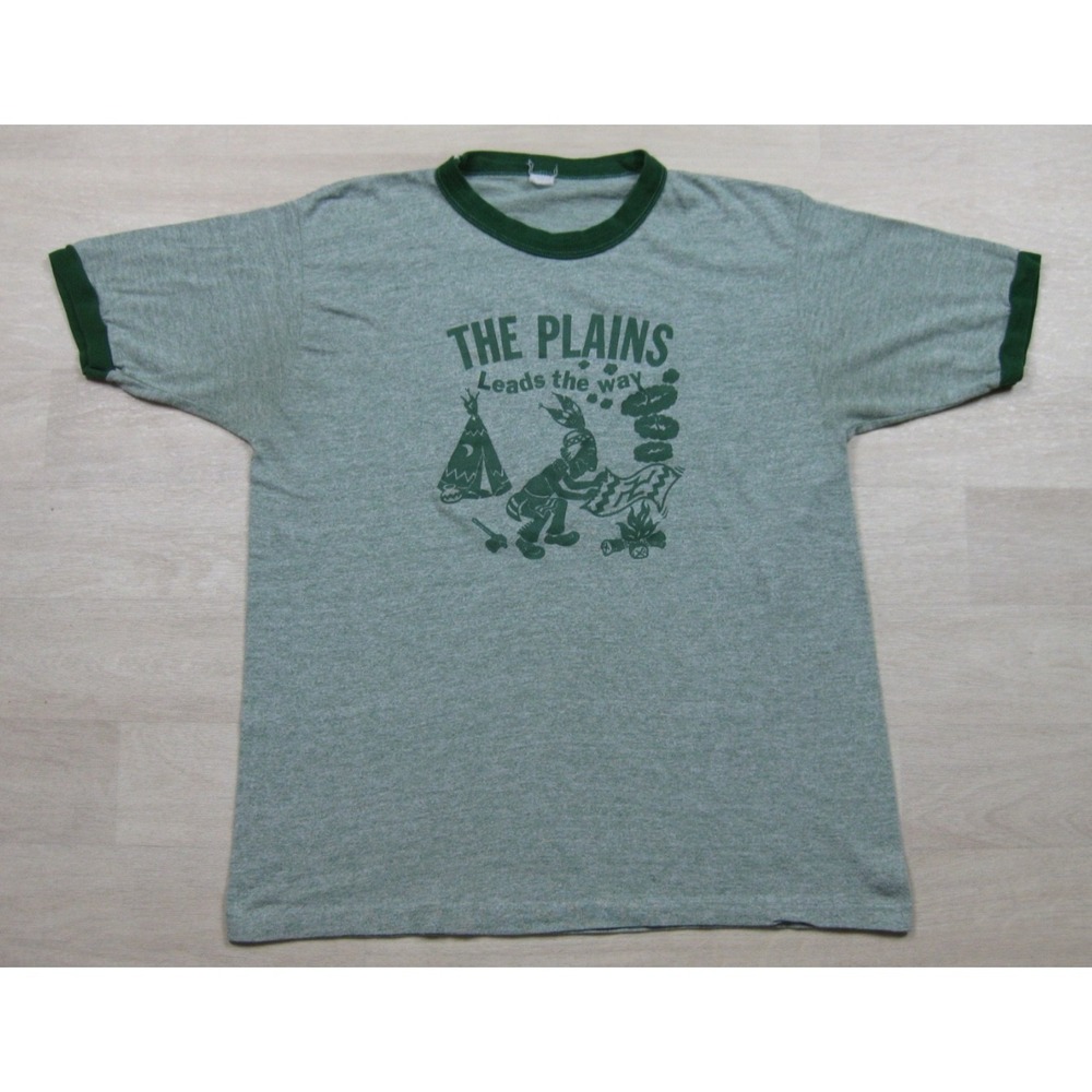 Vintage 80s The Plains Indian Mound‎ Festival T-shirt (M) Native American Green